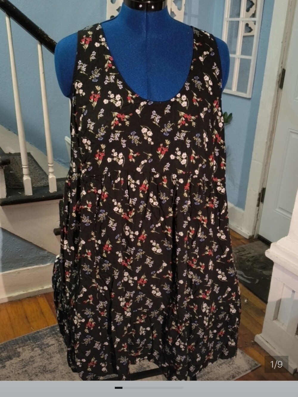 torrid Black Floral Tiered Tank Dress with Red & Blue Accents NWT MSRP$56 - Picture 10 of 10